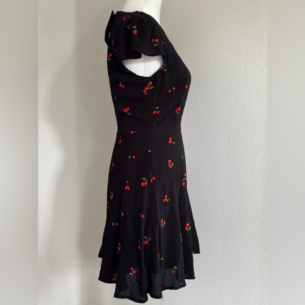 Lulus Women’s Best Day Ever Black Cherry Print Skater Dress - Picture 7 of 10